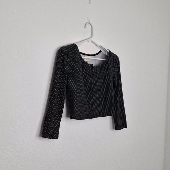 Pins & Needles Polka Dot Crop Top Sz M Button Front Rockabilly Retro Pin Up - Picture 3 of 14